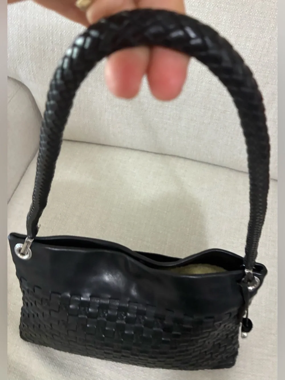 Brighton EUC Black Braided Leather Shoulder Bag with Detachable Strap - Picture 15 of 16
